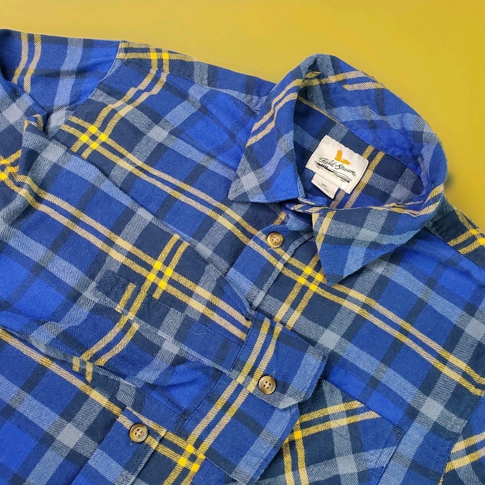 Field and Stream Men's Medium Long Sleeve Button Up Flannel Shirt Blue Plaid